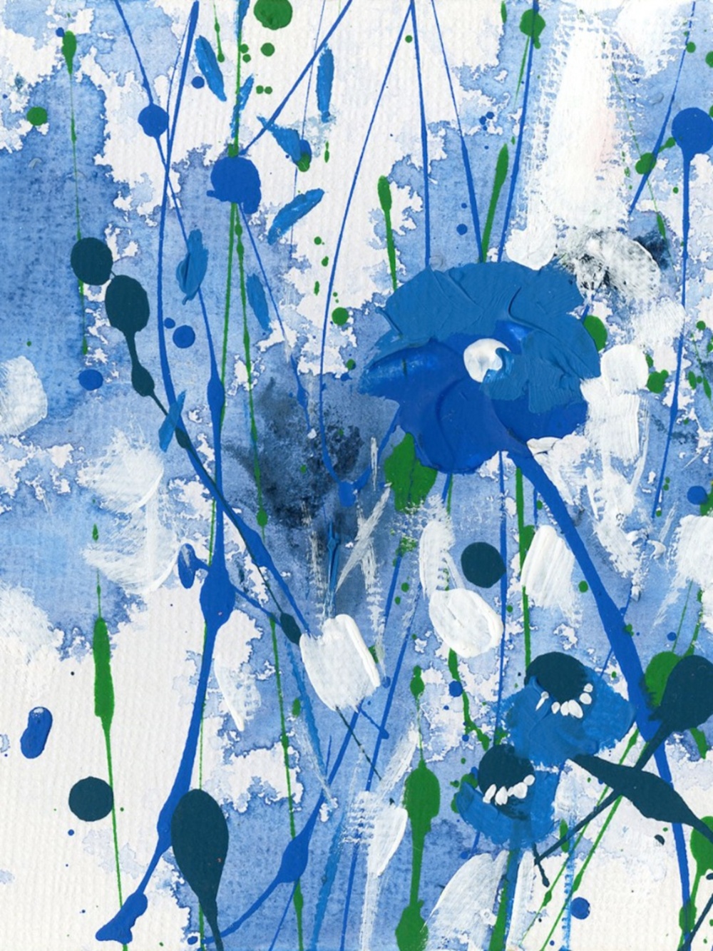 Original Acrylic Floral Paintings on art panel - Dreaming In Blue 10